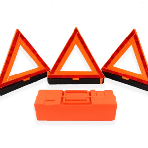 17.5 inch Warning Triangles (reflective)- 3 pack with storage box