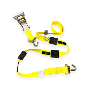 2" x 11' Car Tie Down w/ 3 Swivel J Hooks, Rubber Cleats & Stoppers-GOOD