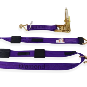 2" x 10' Ratchet Wheel Strap w/ 3 Rubber Grabs & Wire Hooks
